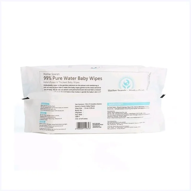Mother Sparsh 99% Unscented Pure Water Baby Wipes - 2×72 wipes
