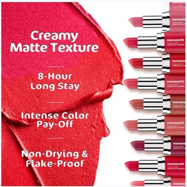 Mamaearth Creamy Matte Long Stay Lipstick (Pink Rose) - 4.2 g