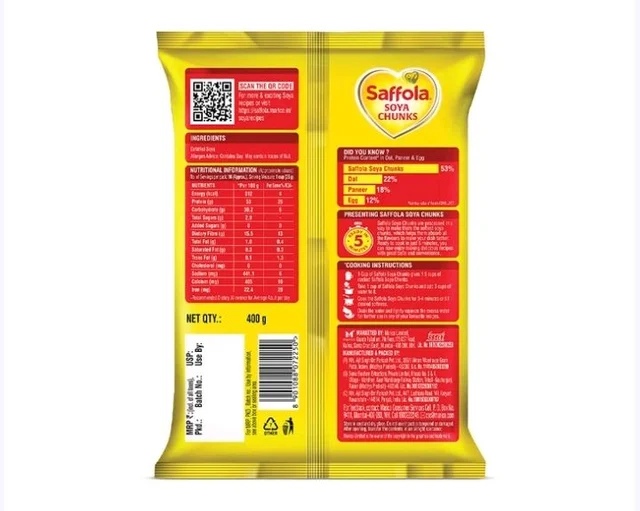 Saffola Soya Chunks - Tender & Juicy - 400 g