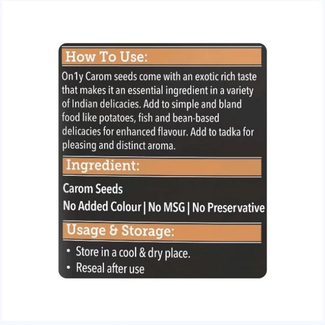 Only Ajwain Seeds (Ajwain) - 100 g