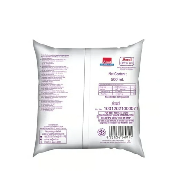 Amul Slim 'n' Trim Double Toned Milk - 500 ML