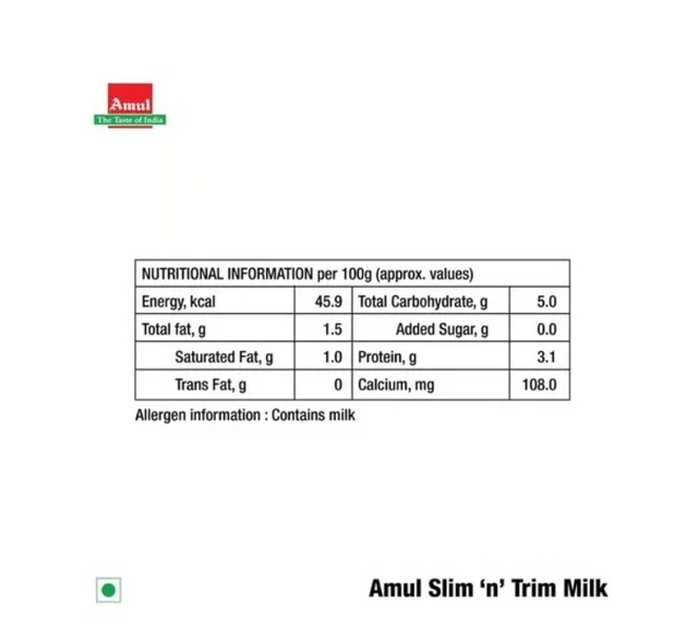 Amul Slim 'n' Trim Double Toned Milk - 500 ML