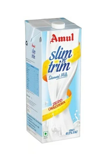 Amul Slim 'n' Trim Skimmed Milk (Zero Cholesterol) - 200 mL, 1l