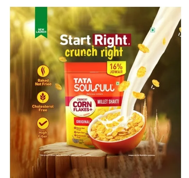 Tata Soulfull Corn Flakes Original (Crunchy Corn and Millets) - 30 g, 475 g