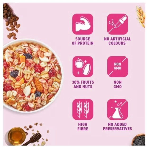 Bagrry's Crunchy Muesli 30% Fruit & Nut with Cranberries - 750 g