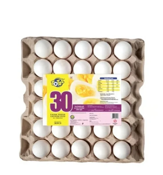 Total 30 Farm Fresh White Eggs - Medium:50-55 g, 30 pieces