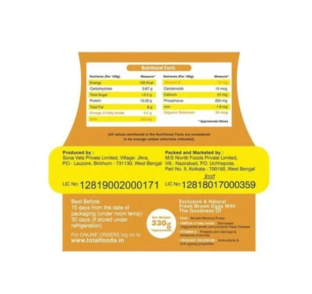 Total Wonder Brown Eggs - Medium:50-55 g, 6 pieces