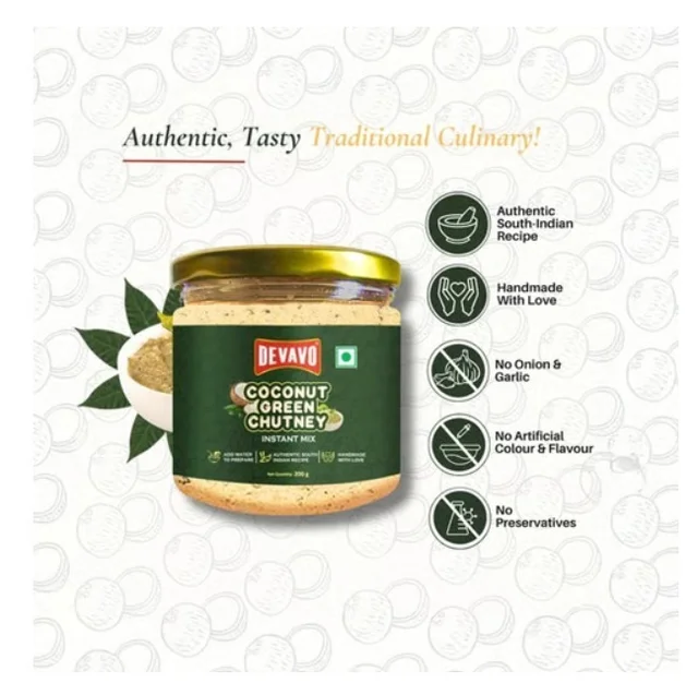 Devavo Instant Mix Green Coconut Chutney Powder - 200 g