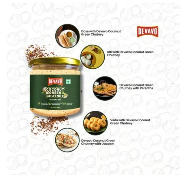 Devavo Instant Mix Green Coconut Chutney Powder - 200 g