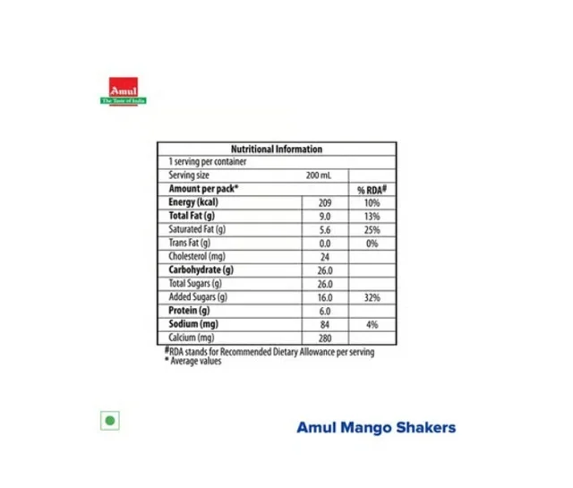 Amul Kool Mango Milkshake - 200 ml