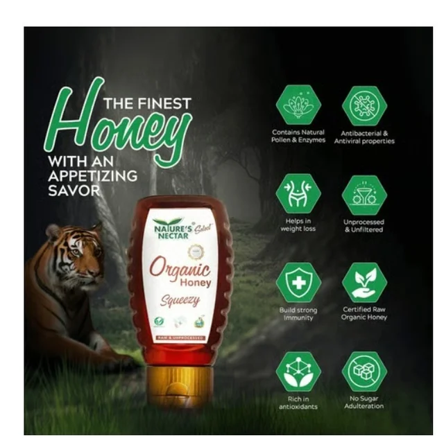 Nature's Nectar Squeezy Organic Honey - 325 g