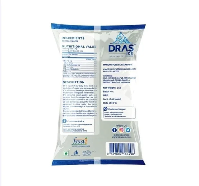 DARS ICE Ice Cubes by Dras Ice - 30 G, ICE CUBS, 1 KG