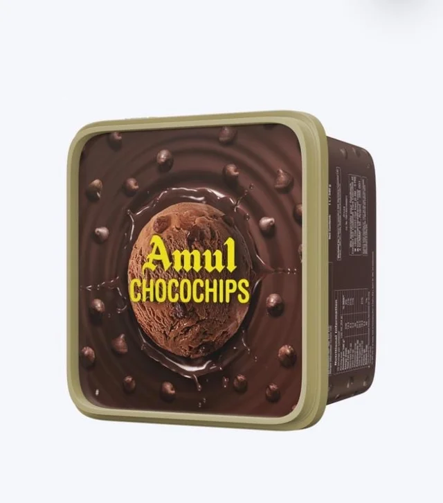 AMUL CHOCO CHIPS ICE CREAM TUB - 100G, 1 ltr