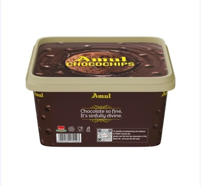 AMUL CHOCO CHIPS ICE CREAM TUB - 100G, 1 ltr