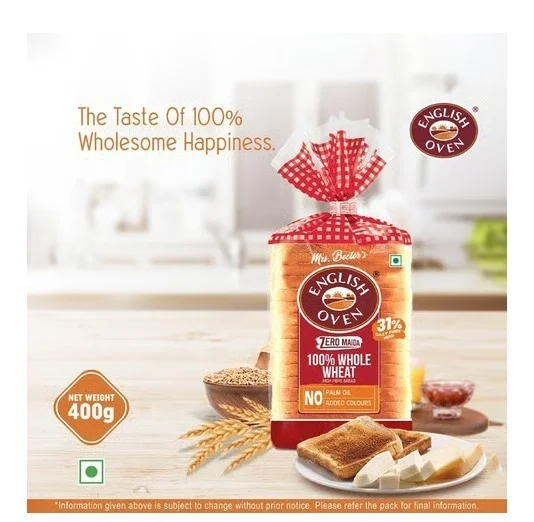 English Oven Zero Maida 100% Whole Wheat Bread - 55 g, 400 g