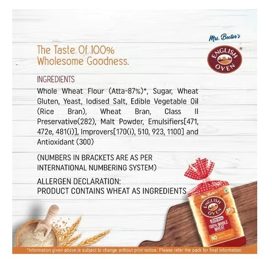 English Oven Zero Maida 100% Whole Wheat Bread - 55 g, 400 g
