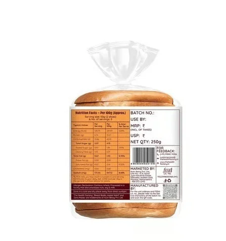 The Health Factory Zero Maida Whole Wheat Bread - Serve Size 50 g, 250 g