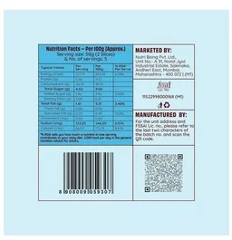 The Health Factory Zero Maida Milk Bread - Serve Size 50 g, 250g