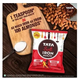 Tata Plus Iron Health, Double Fortified Salt - Zero Sugar, 1 kg