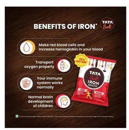 Tata Plus Iron Health, Double Fortified Salt - Zero Sugar, 1 kg
