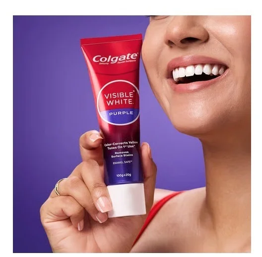 Colgate Visible White Purple Whitening Toothpaste - Unisex, 120 g