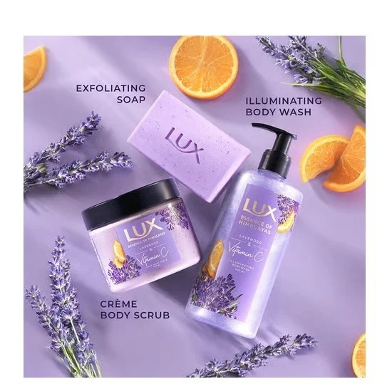 Lux Lavender & Vitamin C Exfoliating Soap - Dead Skin Removal, 5 x 125 g