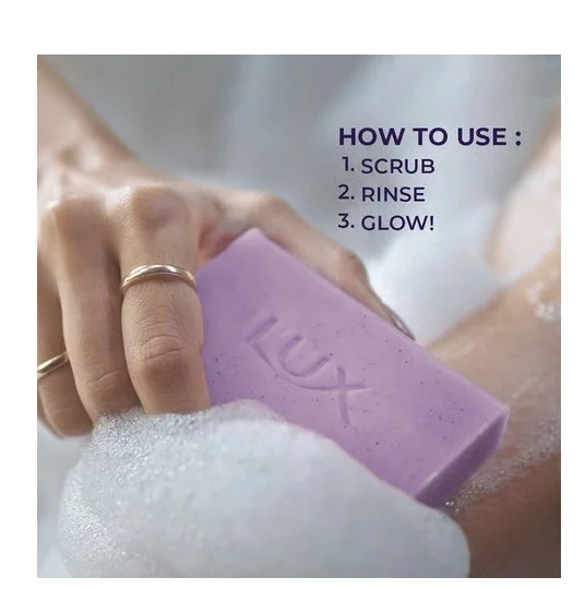 Lux Lavender & Vitamin C Exfoliating Soap - Dead Skin Removal, 5 x 125 g