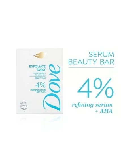 Dove 4% Refining Serum + AHA Exfoliate Away Serum Soap Bar - Dryness, 125 g