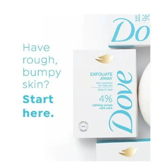 Dove 4% Refining Serum + AHA Exfoliate Away Serum Soap Bar - Dryness, 125 g