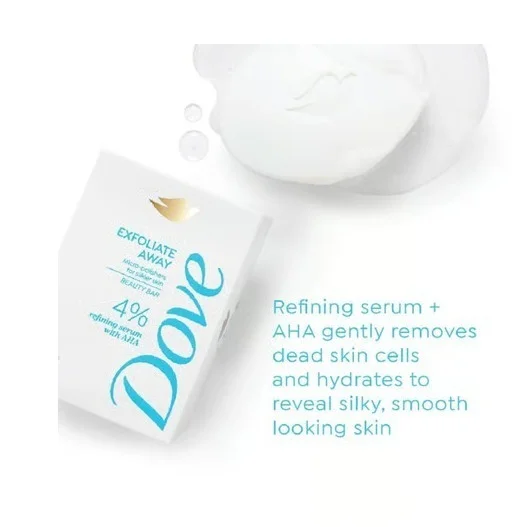 Dove 4% Refining Serum + AHA Exfoliate Away Serum Soap Bar - Dryness, 125 g