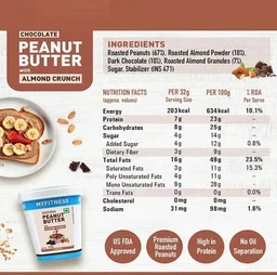 MyFitness Chocolate Peanut Butter with Almond Crunch - 32 g, Crunchy, 510 g