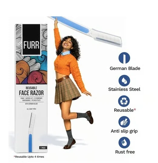 Furr By Pee Safe Reusable German Blade Face Razor - All Skin Types, 1 pc