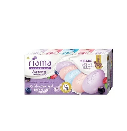 Fiama Moisturizing Soap Bars Japanese Hokkaido Milk - Dryness, 5 x 125 g