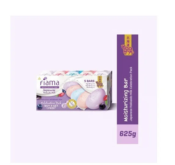 Fiama Moisturizing Soap Bars Japanese Hokkaido Milk - Dryness, 5 x 125 g