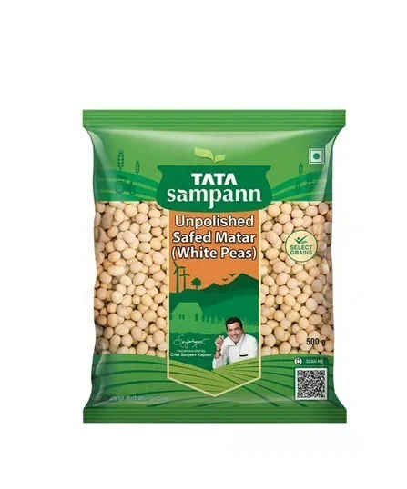Tata Sampann Unpolished White Dried Peas - White Matar, 500 g