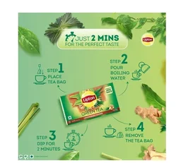 Lipton Lemongrass Ginger Green Tea Bags - Tea Bags, 25 pcs