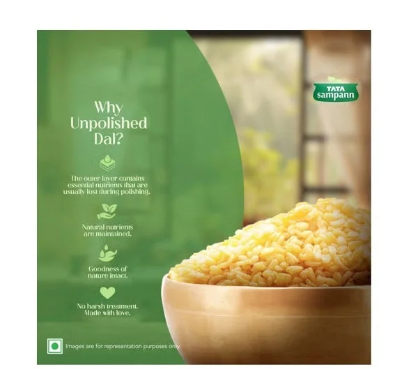 Tata Sampann Unpolished Yellow Moong Dal (Dhuli) Split - Unpolished, 500 g