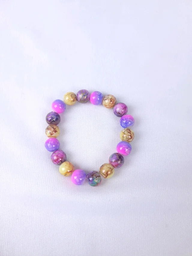 Printed Beads Bracelet Mixed Beads as Shown in Picture - 1Pc
