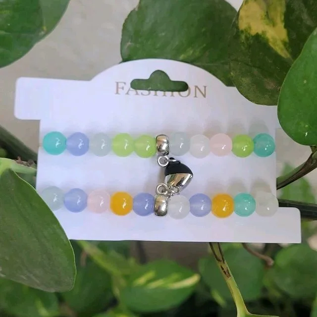 Magnetic Heart Charm Bracelet 1 Set (2 Individual Pcs)