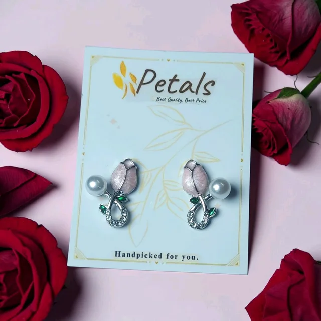 Rose Design Ear Studs - PES005
