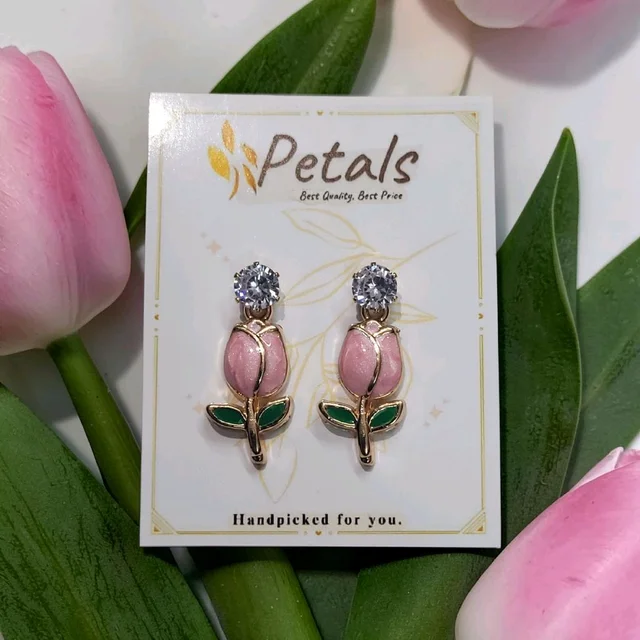 Premium Quality Rose Flower Design Fancy Earrings - PES009