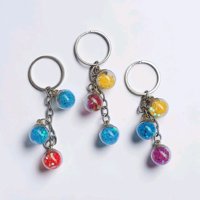 Glitter Glass Balls Keychain 1Pc