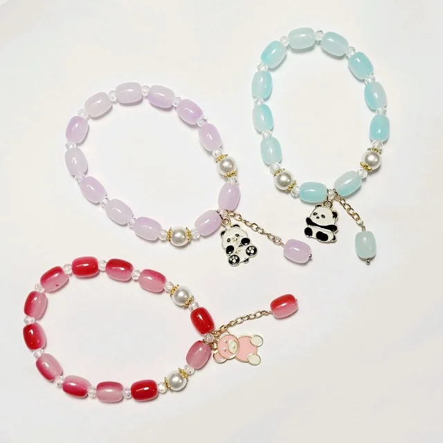 Ovel Shape Beads Bracelet With Charm
