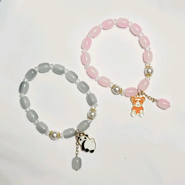 Ovel Shape Beads Bracelet With Charm