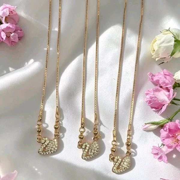 Gold Plated Swan Pendant Necklace | Pave CZ Design - PGPC007