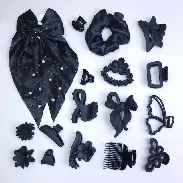 Black Color Hair Accessories Combo #50 by Petals.
