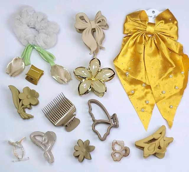 Gold Shade Color Hair Accessories Combo #51by Petals.
