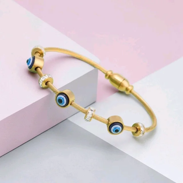 Evil Eye Kada Bracelet Magnetic Lock Design