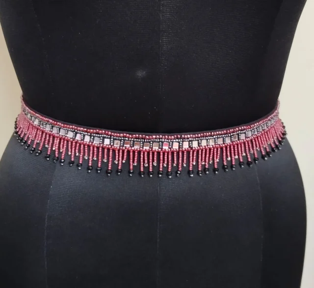 Puple colour with Mirror Studded Handmade Kamarband Ethnic Waist Belt - A413 - FREE SIZE, PURPLE, 1