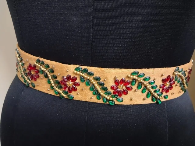 FASHIONIFYY Kamarband Ethnic Waist Belt _Leaflorals -A425 - FREE SIZE, MULTI COLOR